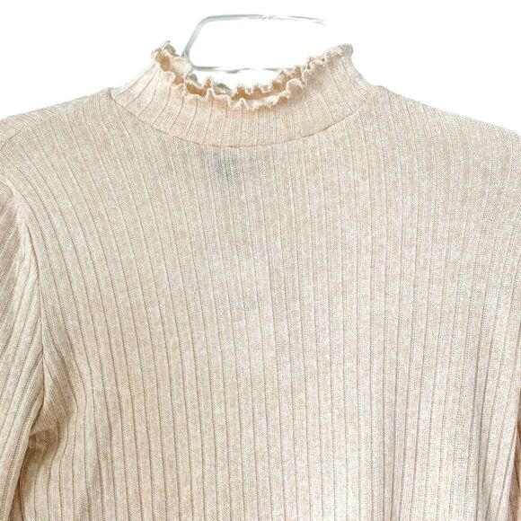 Forever 21 Oatmeal Beige Knit High Neck Long Sleeve Layer Sweater Size XL - Picture 4 of 6
